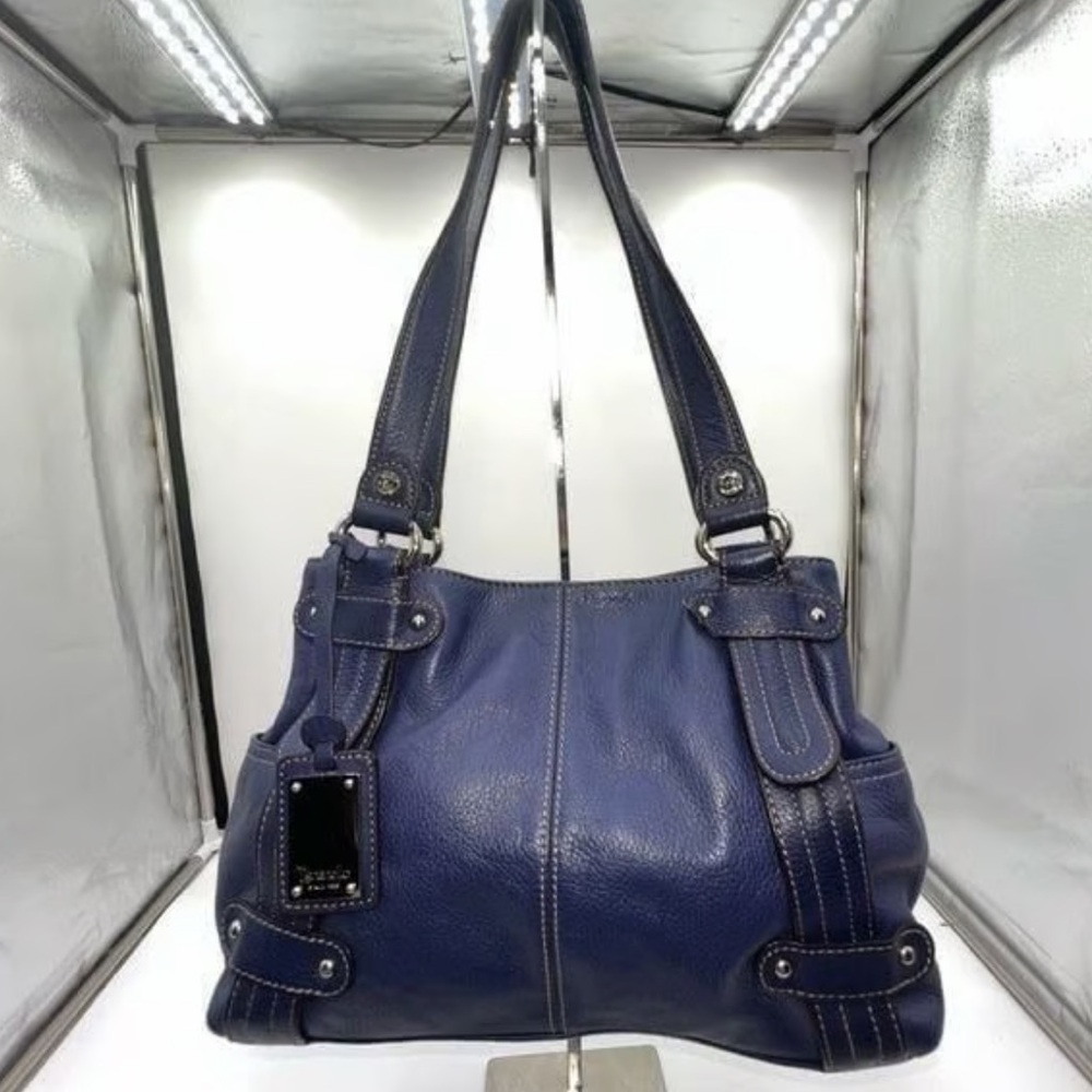 Tignanello Denim Blue Leather Shoulder Bag